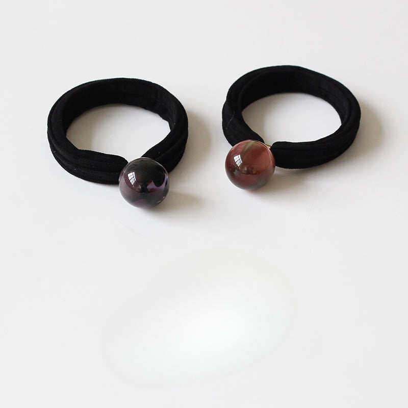 Korean Thick Hair Ties - Towel Loops, Seamless Black Elastic Bands, High Shine Pearl Hair Ties, High Elasticity Hair Accessories