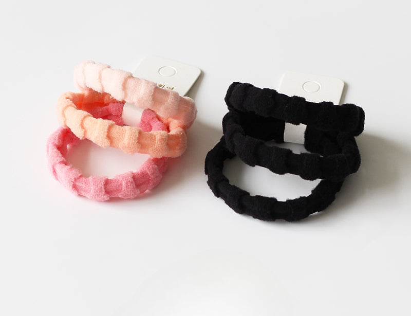 3-Piece Thick High Elasticity Jacquard Towel Loop - Seamless Durable Hair Ties, Elastic Bands, and Simple Hair Holders