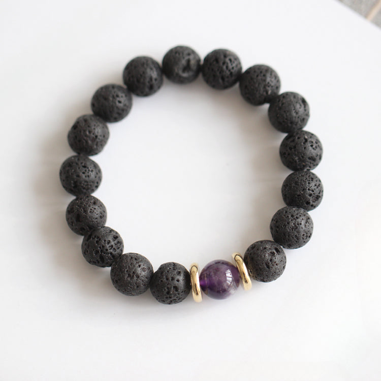 Volcanic Stone & Blue Sandstone Bracelet - Crystal Boho Couple Jewelry