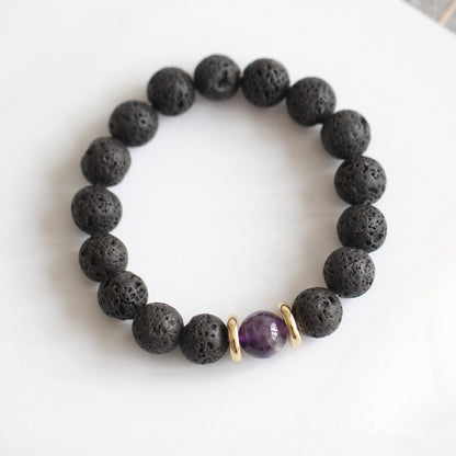 Volcanic Stone & Blue Sandstone Bracelet - Crystal Boho Couple Jewelry