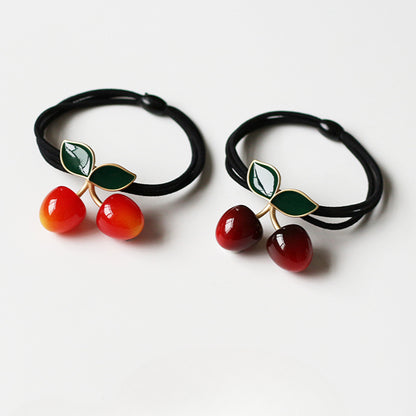 Cute Hair Tie With Cherry Design Stylish Hairband For Women Perfect For Ponytails Inspired By Korean Fashion Trends