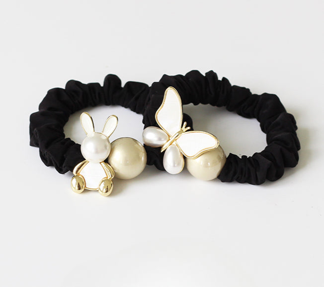 French butterfly hair ring, , head rope, ponytail hair rope, high-quality sense of leather bands, high elasticity and durability