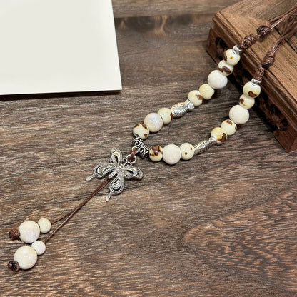 Chinese Resin Bead Fortune Necklace - Trendy Collarbone Chain