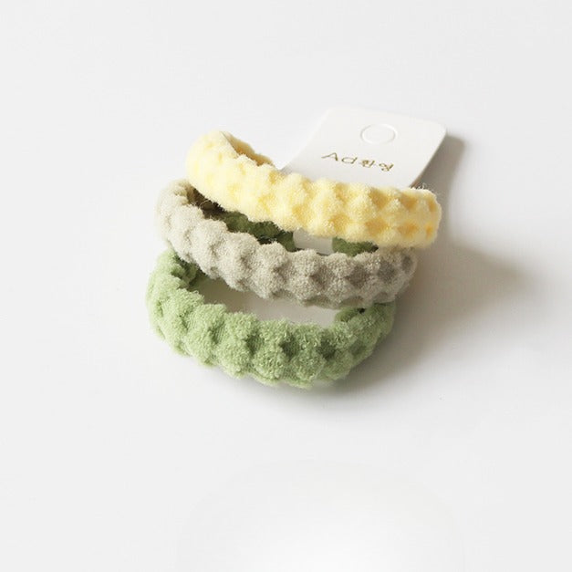 3-Piece Thick High Elasticity Jacquard Towel Loop - Seamless Durable Hair Ties, Elastic Bands, and Simple Hair Holders